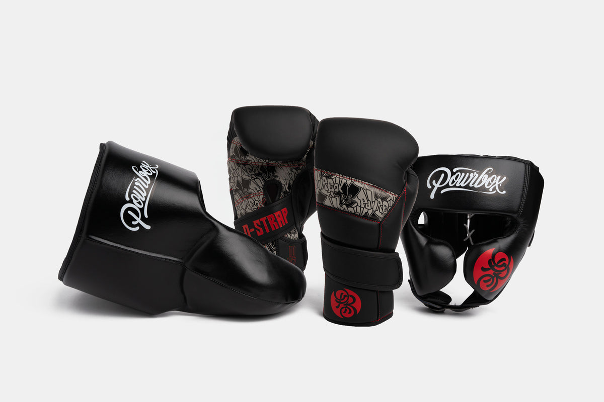 Powrbox D-Strap Sparring Kit - Bloodline (Matte Black/Grey/Red)
