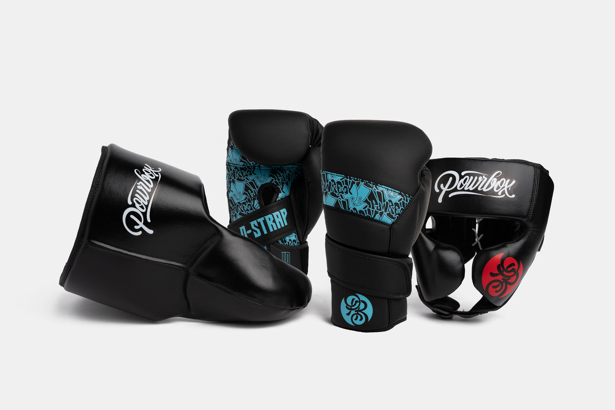 Powrbox D-Strap Sparring Kit - Surge (Matte Black/Light Blue)