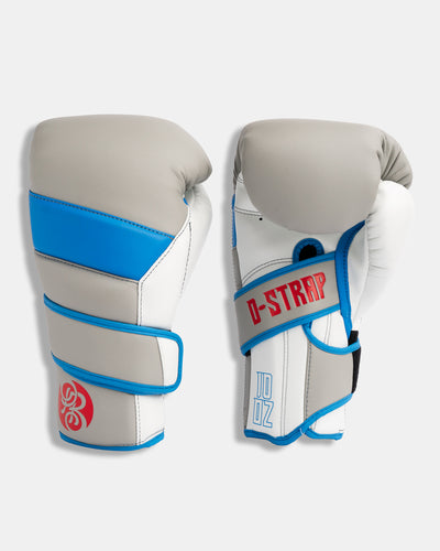 D-Strap Double Velcro Gloves - Coolio (Matte Grey/ Blue/ White)