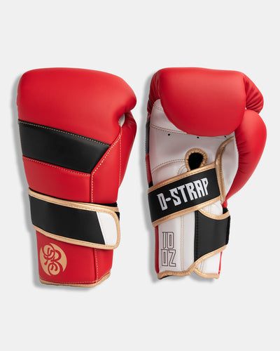 D-Strap Double Velcro Gloves - Reign (Matte Red/ Black/ Gold)