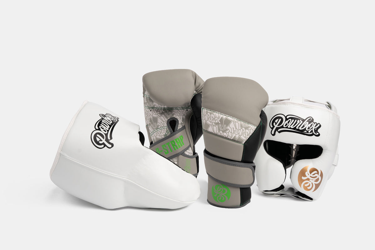 Powrbox D-Strap Sparring Kit - Public Koncrete (Matte Grey/White/Green)