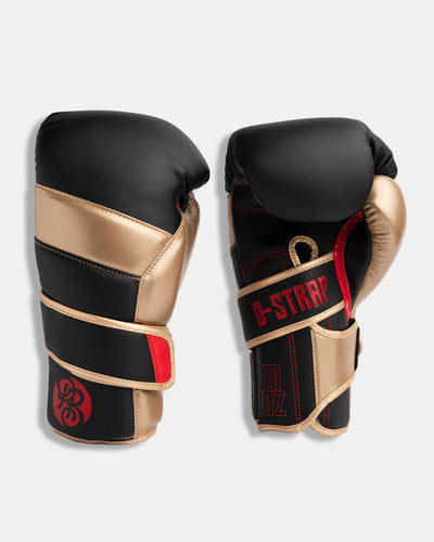 D-Strap Double Velcro Gloves - Money Makers (Matte Black/ Gold/ Red)