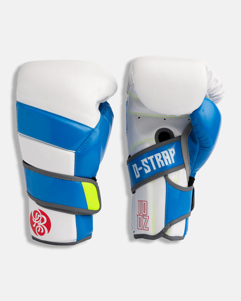 D-Strap Double Velcro Gloves - Digital (White/ Blue/ Lime)