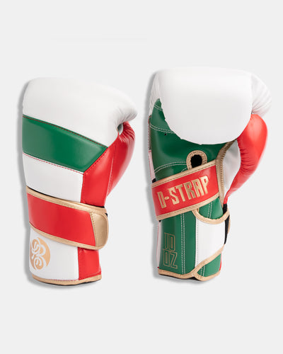 D-Strap Double Velcro Gloves - Dash (White/ Red/ Green)
