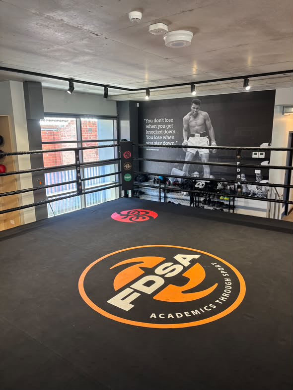 Custom Powrbox boxing ring at Frank Dando Sports Academy