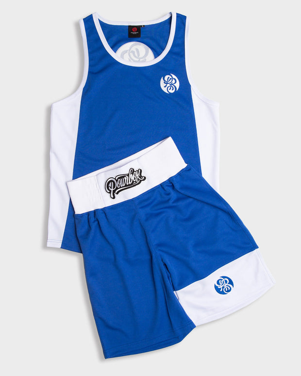 Powrlight V1- Amateur Boxing Competition Shorts/ Singlet Set (Blue)